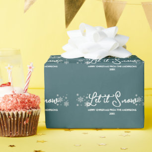 Papier Cadeau Laisser neiger Turquoises verts modernes Noël