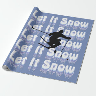 Papier Cadeau Laissez lui neiger sports d'hiver de snowboarding