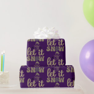 Papier Cadeau Laissez neige Noël violet