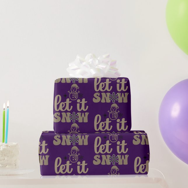 Papier Cadeau Laissez neige Noël violet (Cadeaux de fête)