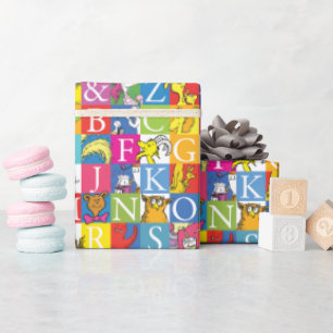 Papier Cadeau L'alphabet en blocs de couleur de Dr Seuss