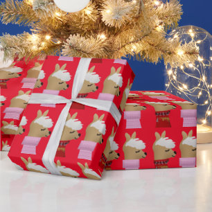 PAPIER CADEAU LAMA ALPACA NOËL LIVRE D'ENVELOPPEMENT