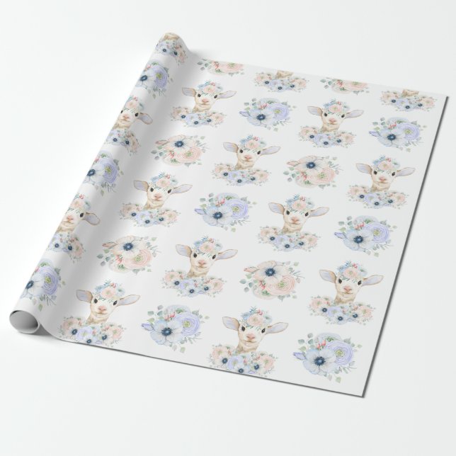 Papier Cadeau Lambe rose bleu Sexe Neutre Révélation (Déroulé)