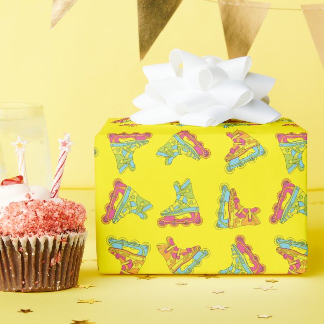 Papier Cadeau Lames à rouleaux Patinage Anniversaire de enfant P (Fête d'anniversaire)