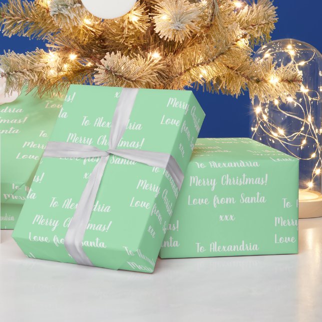 Papier Cadeau L'amour de Noël de Père Noël Mint Green (Vacances)