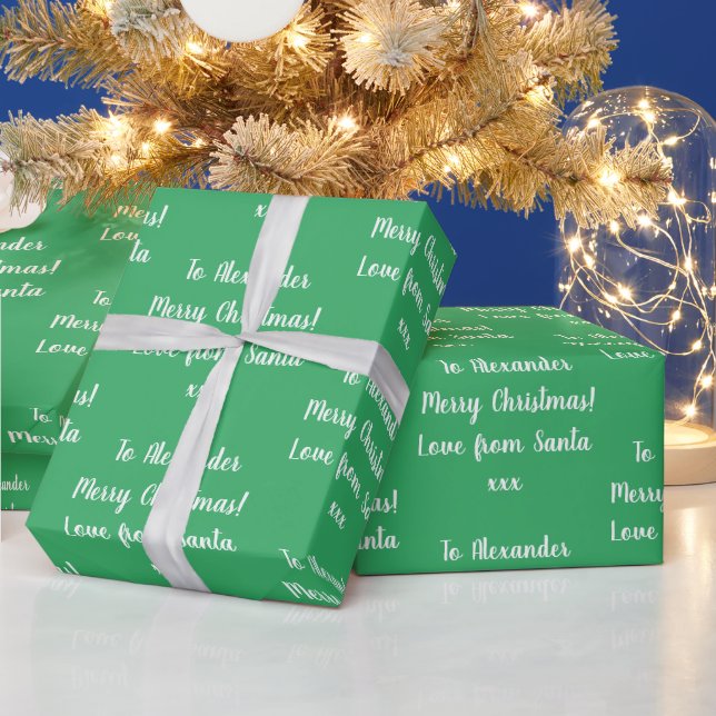 Papier Cadeau L'amour de Noël de Père Noël Vert personnalisé (Vacances)