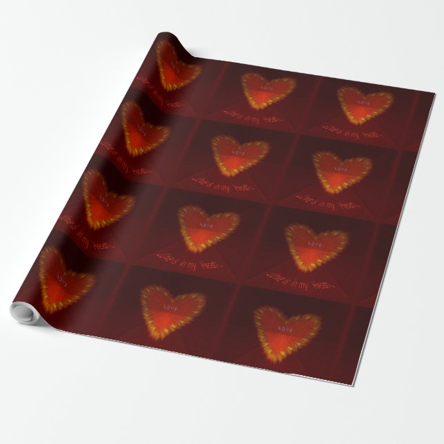 Papier Cadeau L'amour est dans mon coeur (Déroulé)