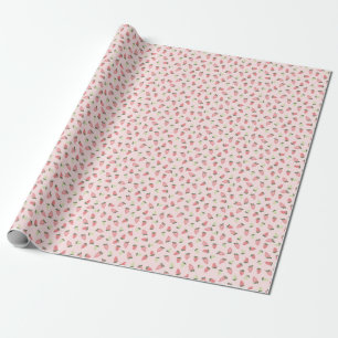 Papier Cadeau Lance fraise sur rose