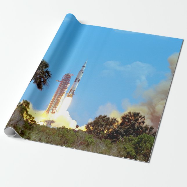Papier Cadeau Lancement de la fusée Saturn V de la NASA Apollo 1 (Déroulé)