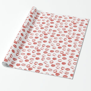 Papier Cadeau Lancement de mariage avec des lèvres rouges