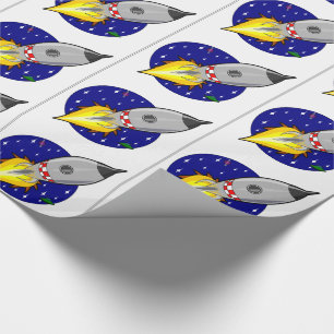 Papier Cadeau Lancement d'un navire à fusée pour enfants