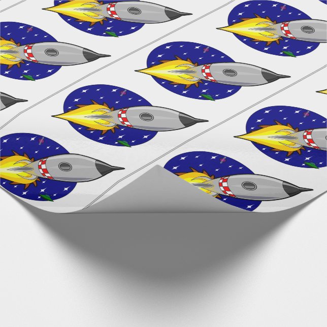 Papier Cadeau Lancement d'un navire à fusée pour enfants (Coin)