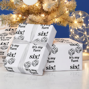 Papier Cadeau Lancer de dés Six C'est mon tour Lancer les dés