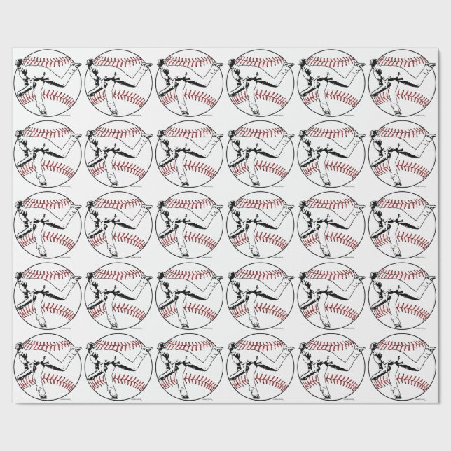 Papier Cadeau Lanceur de baseball (Plat)