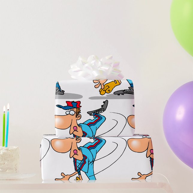 Papier Cadeau Lanceur de baseball de dessin animé drôle lançant  (Créateur téléchargé)