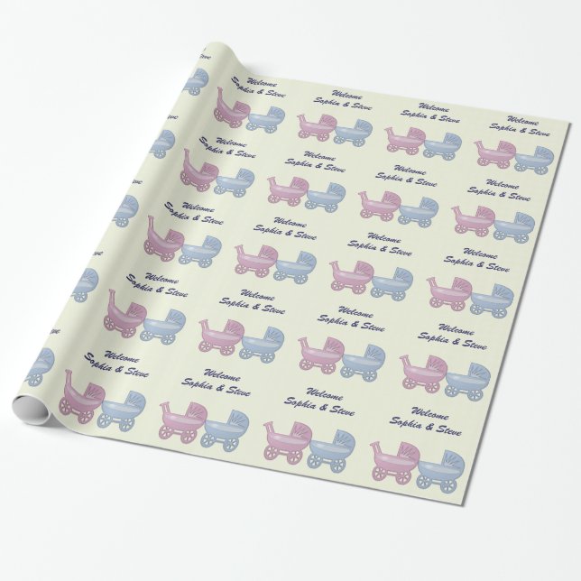 Papier Cadeau landième bébé garçon et fille (Déroulé)