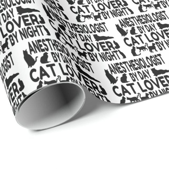 Papier Cadeau L'anesthésiste aime les chats (Coin rond)