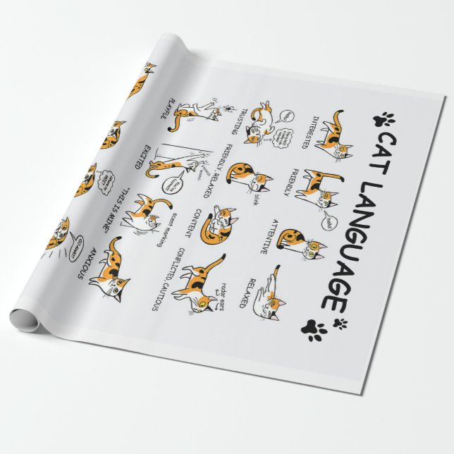 Papier Cadeau Langue de chat, Drôle Chat Kitten, Aimer Idée cade (Déroulé)