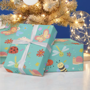 Papier Cadeau L'Anniversaire de enfant Colorful Cute Bugs