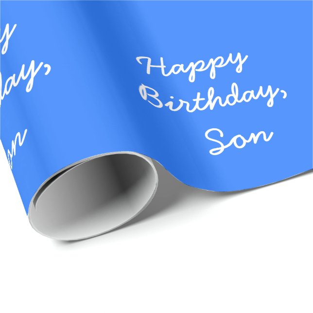 Papier Cadeau L'anniversaire du fils, blanc sur l'enveloppe de (Coin rond)