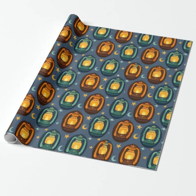 Papier Cadeau Lanterne Eid et Ramadan motif sans couture avec Lu (Déroulé)