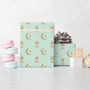 Papier Cadeau Lanternes et croissant d'Eid ou de Ramadan sans c