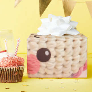 Papier Cadeau Lapin au Crochet Doux & Roses