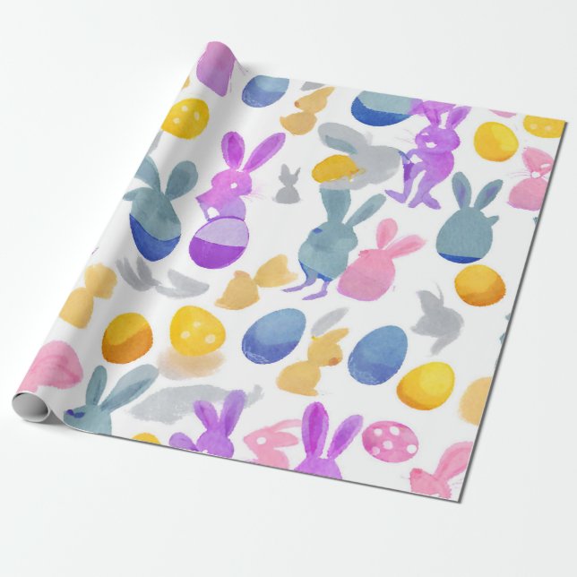 Papier Cadeau lapin avec oeufs de pâques (Déroulé)