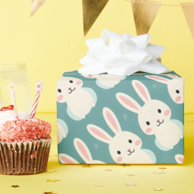 Papier Cadeau Lapin blanc (Fête d'anniversaire)