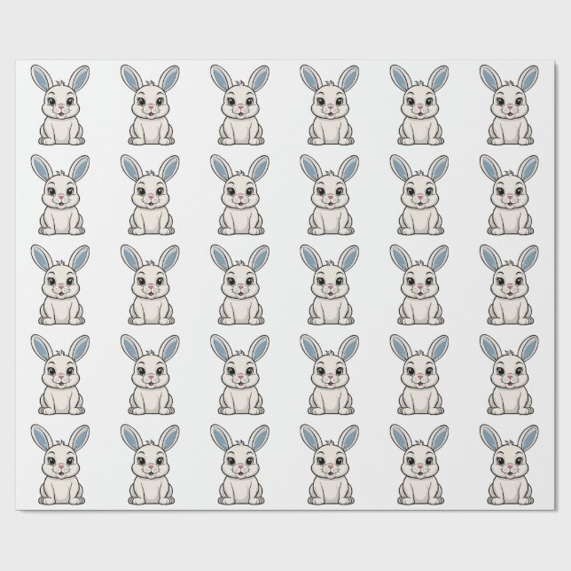 Papier Cadeau Lapin Blanc (Plat)