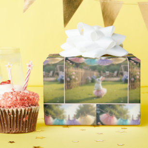 Papier Cadeau Lapin blanc portant un tutu rose