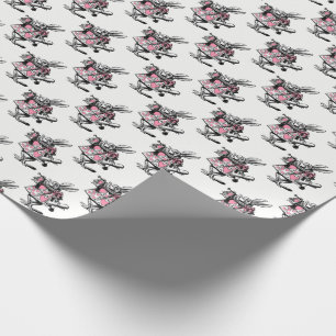 Papier Cadeau Lapin Blanc Trompettiste Alice Av Merveilles Rose