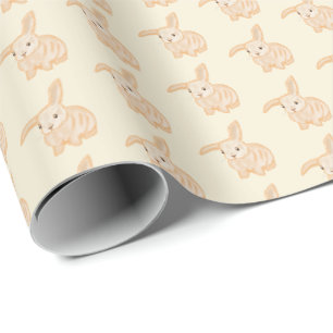 Papier Cadeau Lapin Brun Mignon - transparent sur beige.