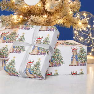 Papier Cadeau Lapin classique avec arbre de Noël