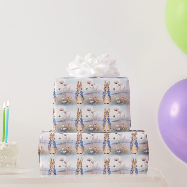 Papier Cadeau Lapin classique en veste bleue (Cadeaux de fête)