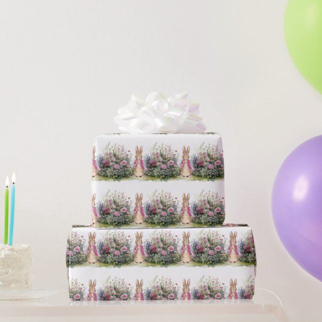 Papier Cadeau Lapin classique en veste bleue (Cadeaux de fête)