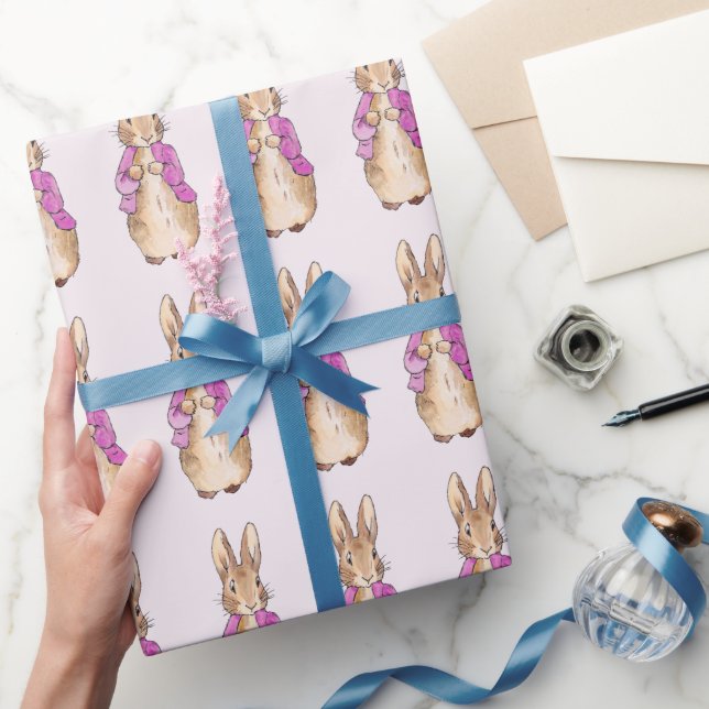 Papier Cadeau Lapin classique portant une veste rose (Cadeaux)