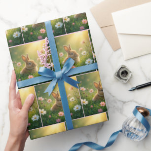 Papier Cadeau Lapin Dans La prairie Fleur sauvage