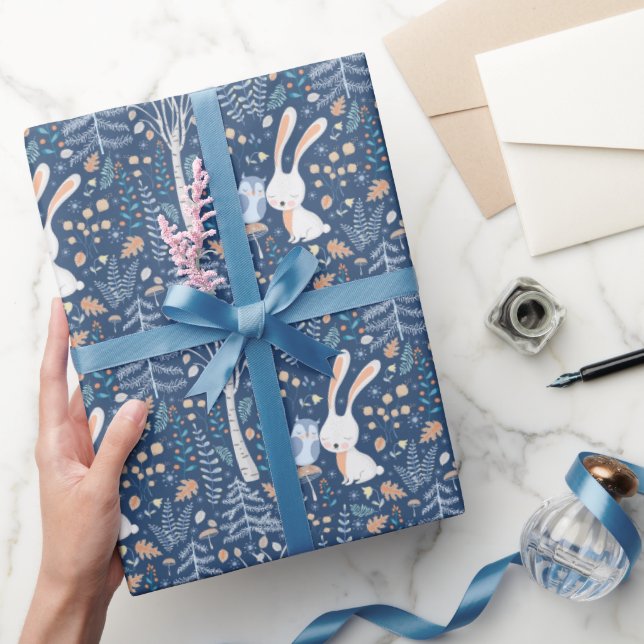Papier Cadeau Lapin de forêt hivernale (Cadeaux)