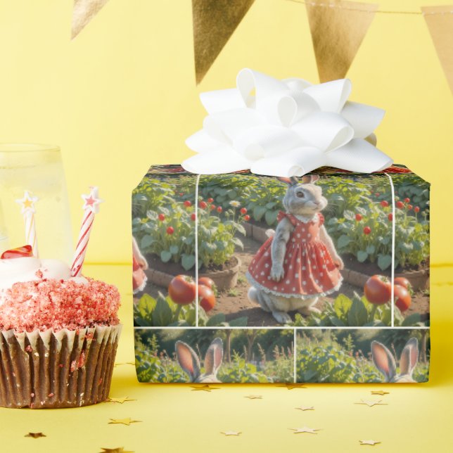 Papier Cadeau Lapin de jardin (Fête d'anniversaire)