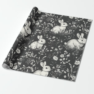 Papier Cadeau Lapin de la forêt noire motif botanique