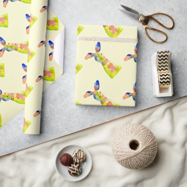 Papier Cadeau lapin de Pâques aquarelle mignonne (Artisanat)