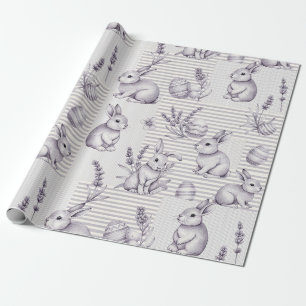 Papier Cadeau Lapin de Pâques avec Motif Pastel de Printemps Œuf