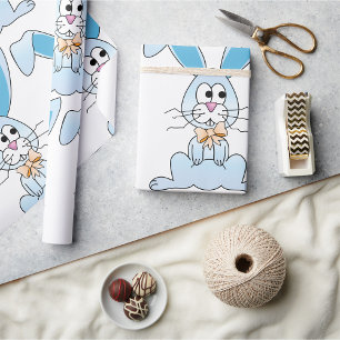 Papier Cadeau Lapin de Pâques avec un nœud papillon