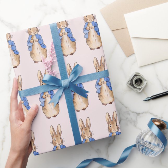 Papier Cadeau Lapin de Pâques classique en veste bleue (Cadeaux)