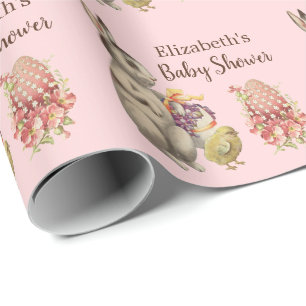 Papier Cadeau Lapin de Pâques et Baby shower de poulet rose