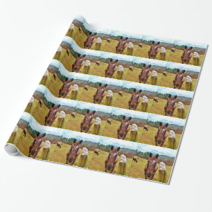 Papier Cadeau Lapin de Pâques et cheval Brown