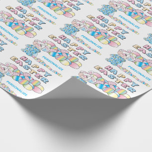 Papier Cadeau Lapin de Pâques et Œufs -