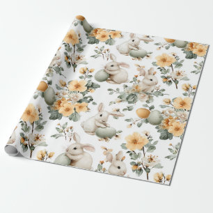 Papier Cadeau Lapin de Pâques Floral Vintage (2)
