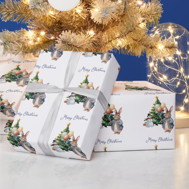Papier Cadeau Lapin de Pâques grassouillet arbre de Noël (Vacances)